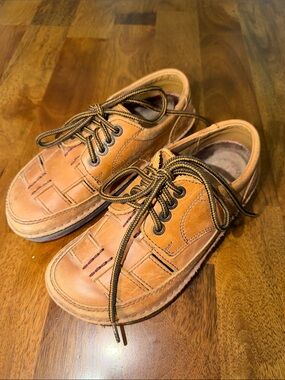 Birkenstock Laufsohle Alsa Schaum Tan Leather Lace-Up Casual Flats size 5 / 5.5